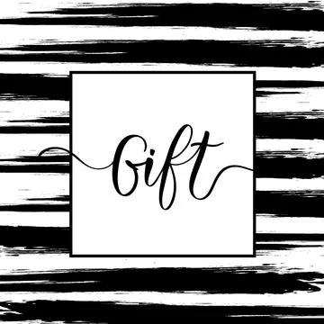 Hand drawn striped seamless pattern with calligraphy inscription Gift. Monoch 스톡 일러스트