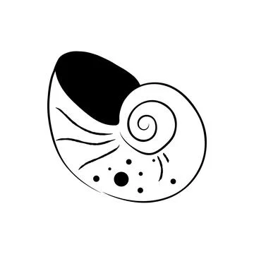 Hand drawn striped spiral seashell vector illustration line art element イラスト素材