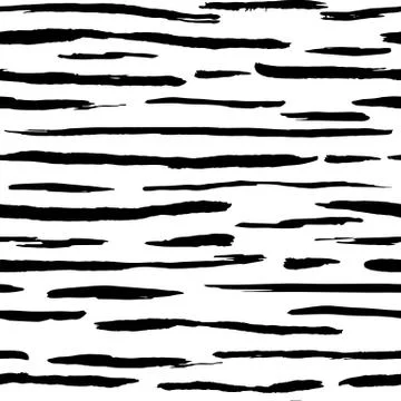 Hand drawn stripes seamless pattern. Black ink stripe backdrop. Stock Illustration