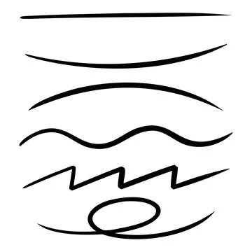 Hand drawn stroke underline borders line art vector illustration Stock Illustration