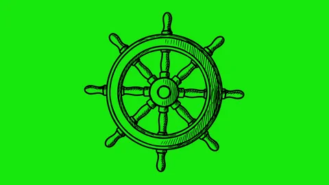 Hand drawn style black ship rudder icon animation Stock Footage 335223786