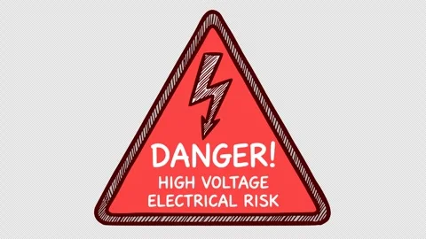 Hand drawn style color high voltage signaling animation Stock Footage 335239656