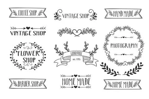 Hand Drawn Style label Set Stock Illustration