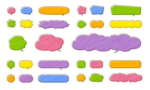 Hand-drawn style offset design speech bubble (horizontal type) Stock Illustration