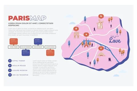 Hand drawn style paris map infographics Stock Illustration