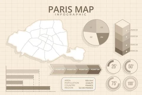 Hand drawn style paris map infographics Stock Illustration