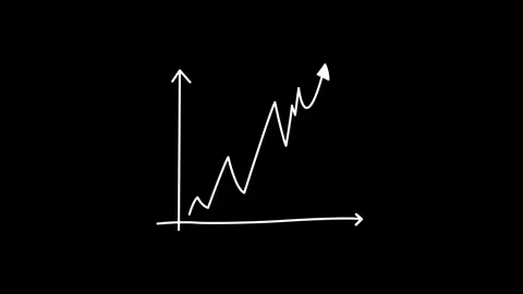 Hand drawn style rising line graph showing growth and success Stock Footage 330498256
