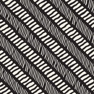 Hand drawn style seamless pattern. Abstract geometric tiling background in bl Stock Illustration