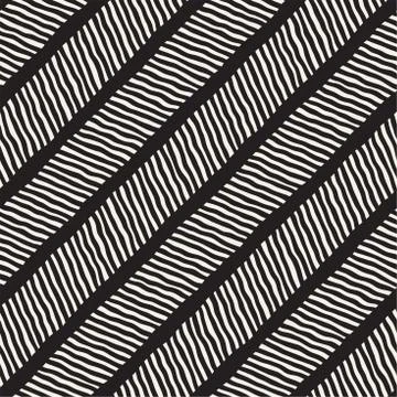 Hand drawn style seamless pattern. Abstract geometric tiling background in bl Stock Illustration