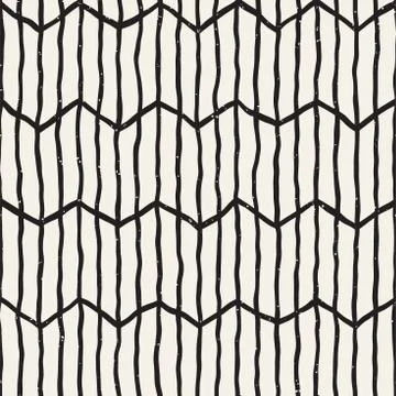 Hand drawn style seamless pattern. Abstract geometric tiling background in bl Stock Illustration