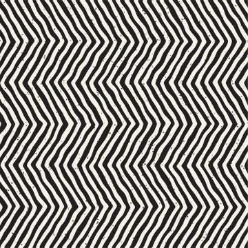 Hand drawn style seamless pattern. Abstract geometric tiling background in bl Stock Illustration