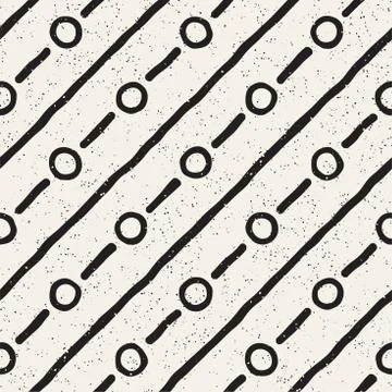 Hand drawn style seamless pattern. Abstract geometric tiling background in bl Stock Illustration