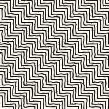 Hand drawn style seamless pattern. Abstract geometric tiling background in bl Stock Illustration