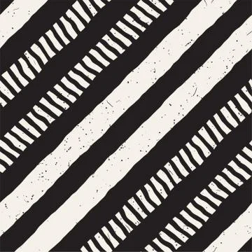 Hand drawn style seamless pattern. Abstract geometric tiling background in bl Stock Illustration