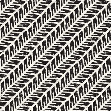 Hand drawn style seamless pattern. Abstract geometric tiling background in bl Stock Illustration