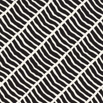 Hand drawn style seamless pattern. Abstract geometric tiling background in bl Stock Illustration