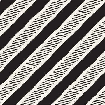 Hand drawn style seamless pattern. Abstract geometric tiling background in bl Stock Illustration