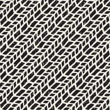 Hand drawn style seamless pattern. Abstract geometric tiling background in bl Stock Illustration