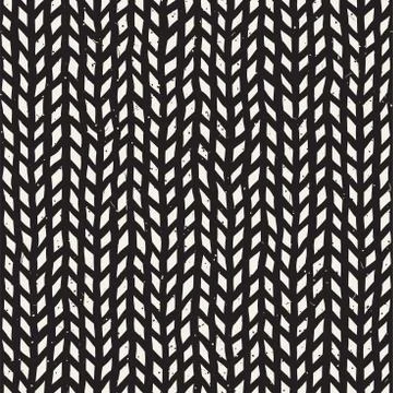 Hand drawn style seamless pattern. Abstract geometric tiling background in black Stock Illustration