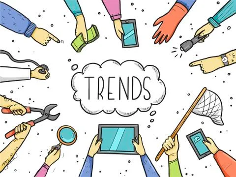 Hand drawn style of trend concept. Vector illustration Stock Illustration