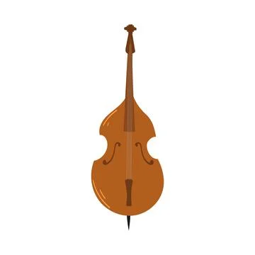 Hand drawn style vector illustraction of musical instrument -Double Bass Stock Illustration