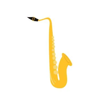 Hand drawn style vector illustraction of musical instrument - saxophone. Stock Illustration