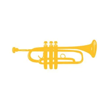 Hand drawn style vector illustraction of musical instrument - trumpet. Stock Illustration