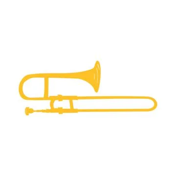 Hand drawn style vector illustraction of musical instrument -trombone Stock Illustration