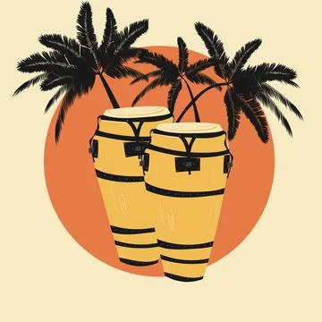 Hand drawn style vector illustraction of musical instrument - congas Illustrazione stock