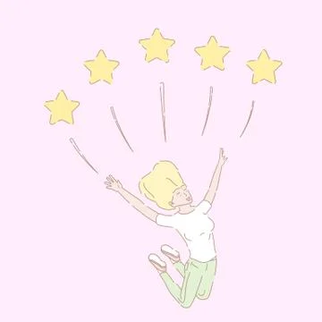 Hand drawn style vector illustration of five star rating. Stock Illustration