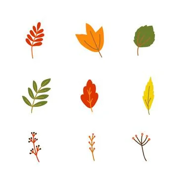Hand drawn style vector illustration set of fall forest nature elements such as Stockillustratie