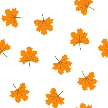 Hand drawn style vector illustration seamless pattern of orange maple leaf 스톡 일러스트