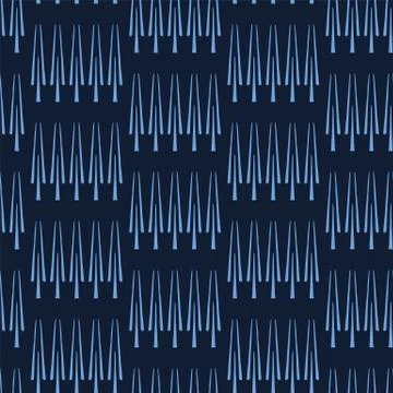 Hand drawn stylized Christmas tree pattern. Geometric abstract fir forest on Stock Illustration
