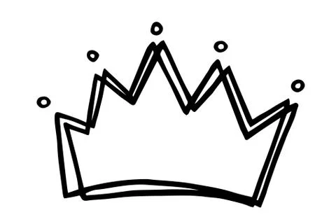 Hand drawn stylized crown design hand painted with ink pen Stock Illustration