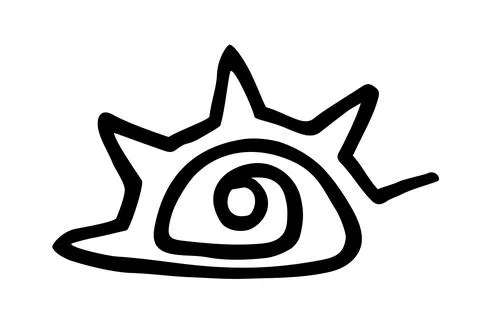 Hand drawn stylized eye design hand painted with ink pen Stock Illustration
