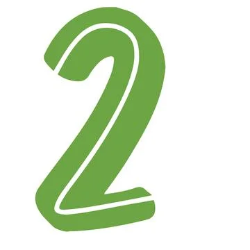 A hand-drawn stylized flat design illustration featuring number 2 with number Stock Illustration
