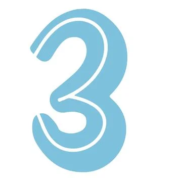 A hand-drawn stylized flat design illustration featuring number 3 with number Stock Illustration