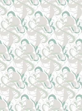 Hand-drawn, stylized plants in subtle tones make up a seamless vector pattern Stock Illustration