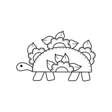 Hand-drawn stylized turtle and flowers. Coloring book Anti-stress sketch . Stock Illustration