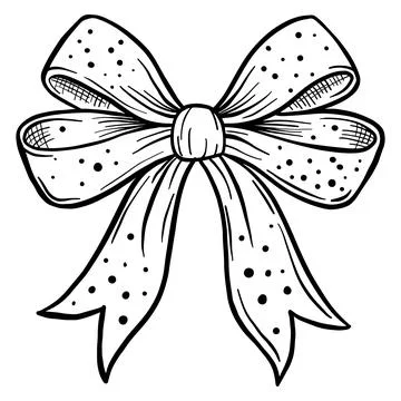 Hand drawn stylized vector bow design element. Perfect for Christmas, birthday Stock Illustration