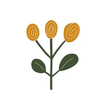 Hand drawn stylized vector flower. Scandinavian spring illustration art element 스톡 일러스트