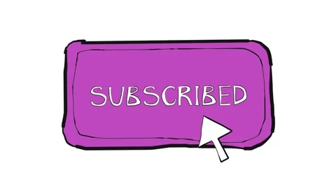 Hand drawn subscribe button clicked by a doodle cursor arrow on white Video stock 348588694