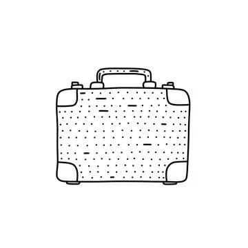 Hand drawn suitcase icon in doodle style. Cartoon suitcase vector icon for we Stock Illustration