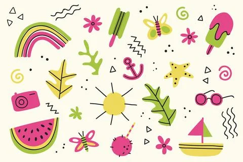 Hand drawn summer background Stockillustratie