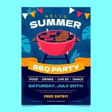 Hand drawn summer bbq invitation Stock Illustration