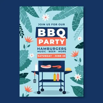 Hand drawn summer bbq invitation Stock Illustration