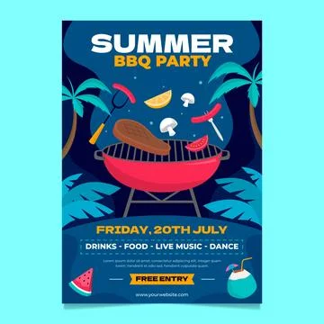 Hand drawn summer bbq invitation Stock Illustration