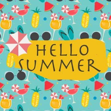 Hand Drawn Summer Pattern. Illustrazione stock