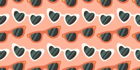 Hand drawn summer pattern with sunglasses, seamless pattern for fabric, textiles Stock Illustration