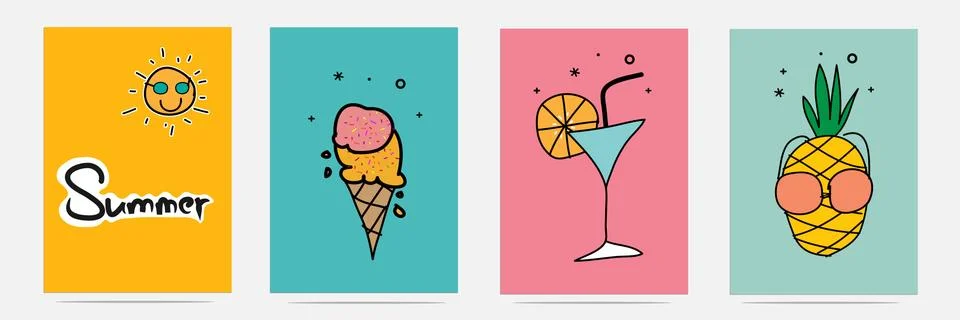 Hand Drawn Summer Set. Stock Illustration